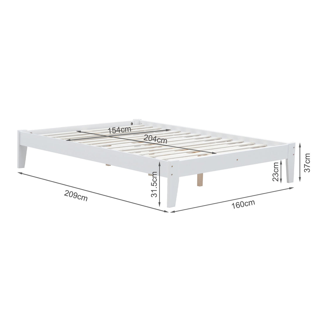 Meri Queen Wooden Slat Bed Frame - White