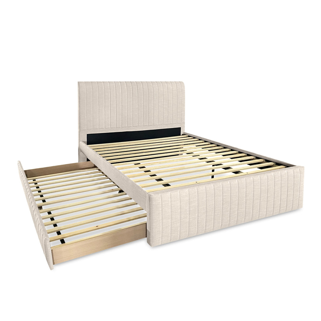 Tasman Queen with Single Trundle Bed Frame - Oat