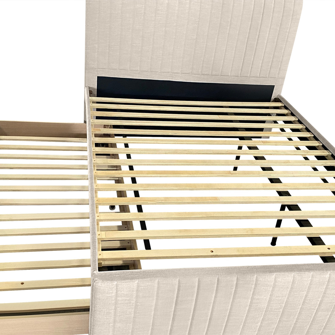 Tasman Queen with Single Trundle Bed Frame - Oat