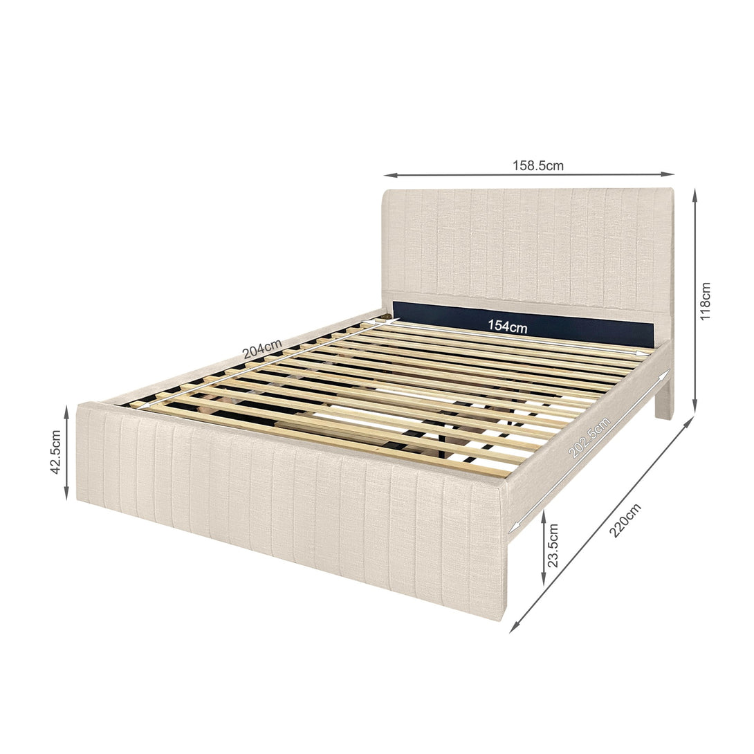 Tasman Queen with Single Trundle Bed Frame - Oat