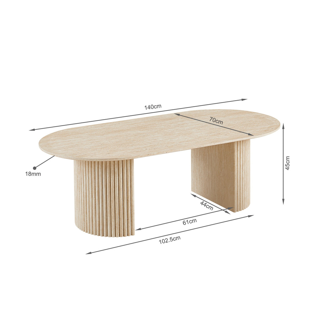 Nile Oval Coffee Table 140 x 70cm - Travertine