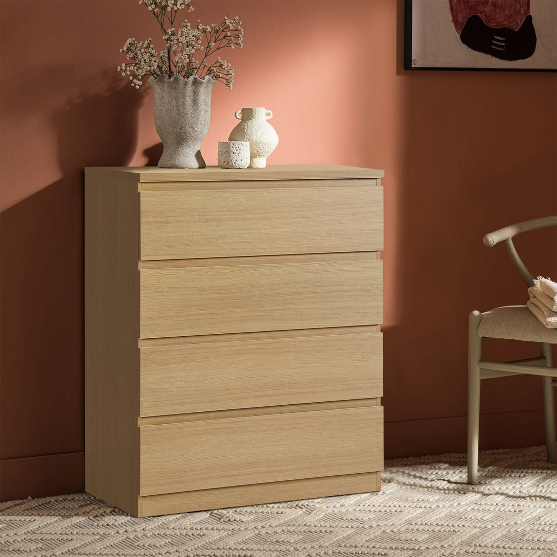 TONGASS 4 Drawer Tallboy - OAK 