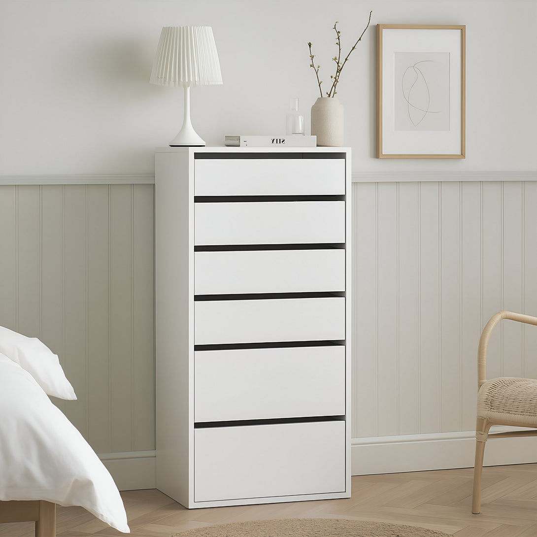 PAYETTE 6 Drawer Wardrobe - WHITE