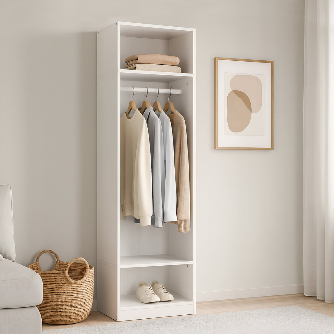 PAYETTE 3 Shelf & Hanging Wardrobe - WHITE