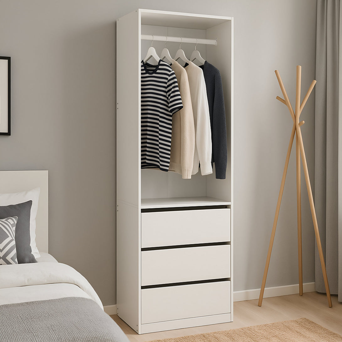 PAYETTE 3 Drawer Wardrobe - WHITE