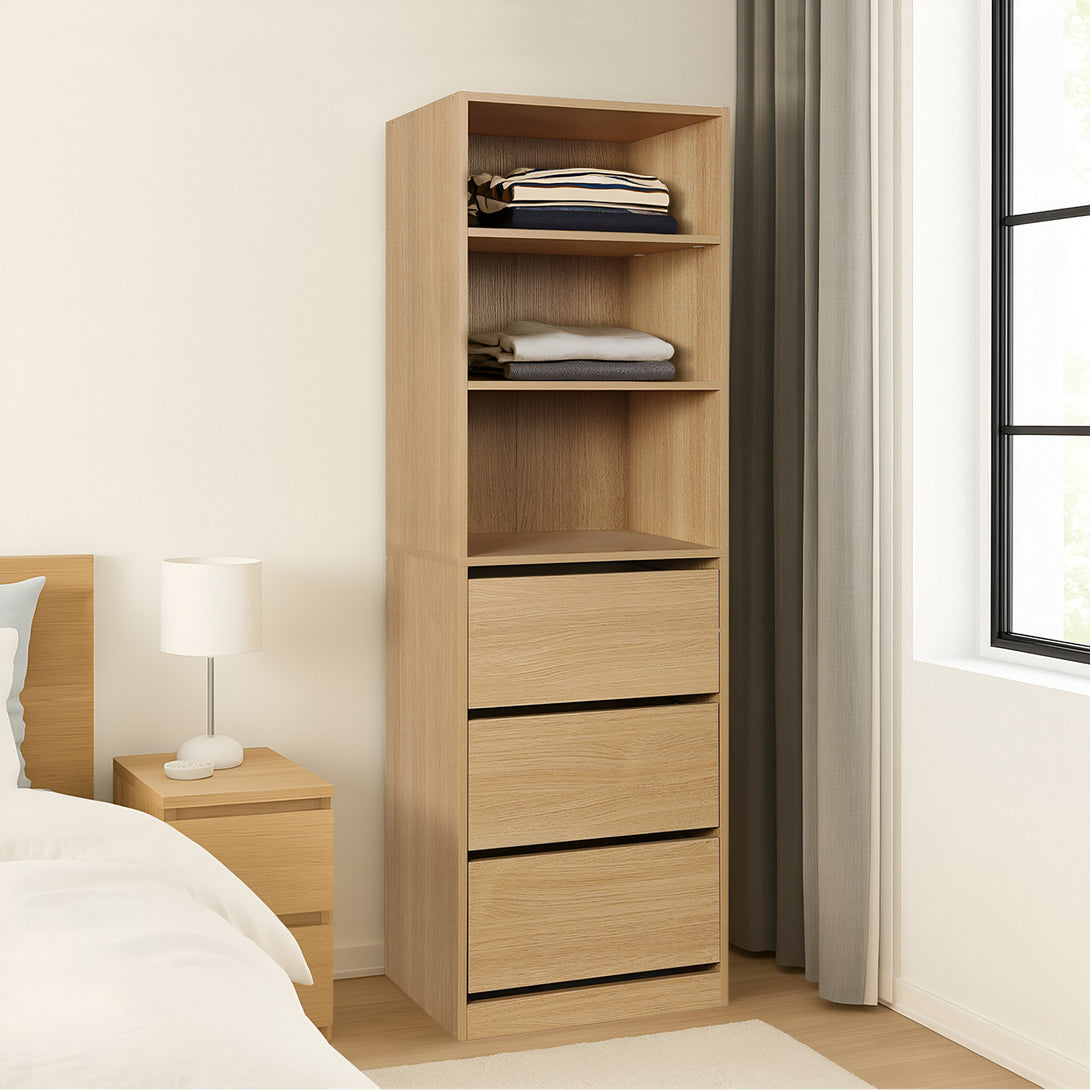 PAYETTE 3 Drawer & Shelf Wardrobe - OAK