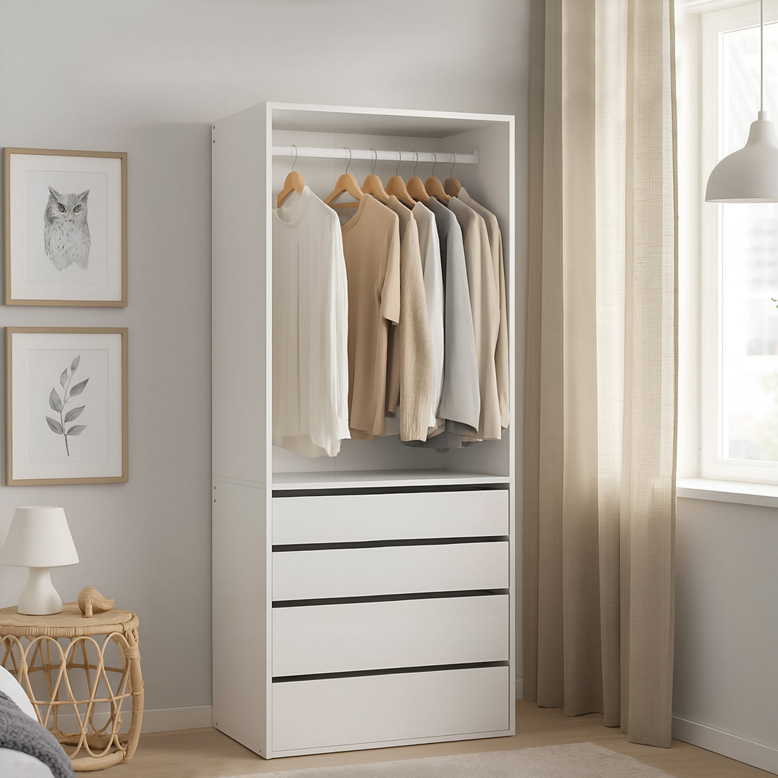 DELTA 4 Drawer Wide Wardrobe - WHITE