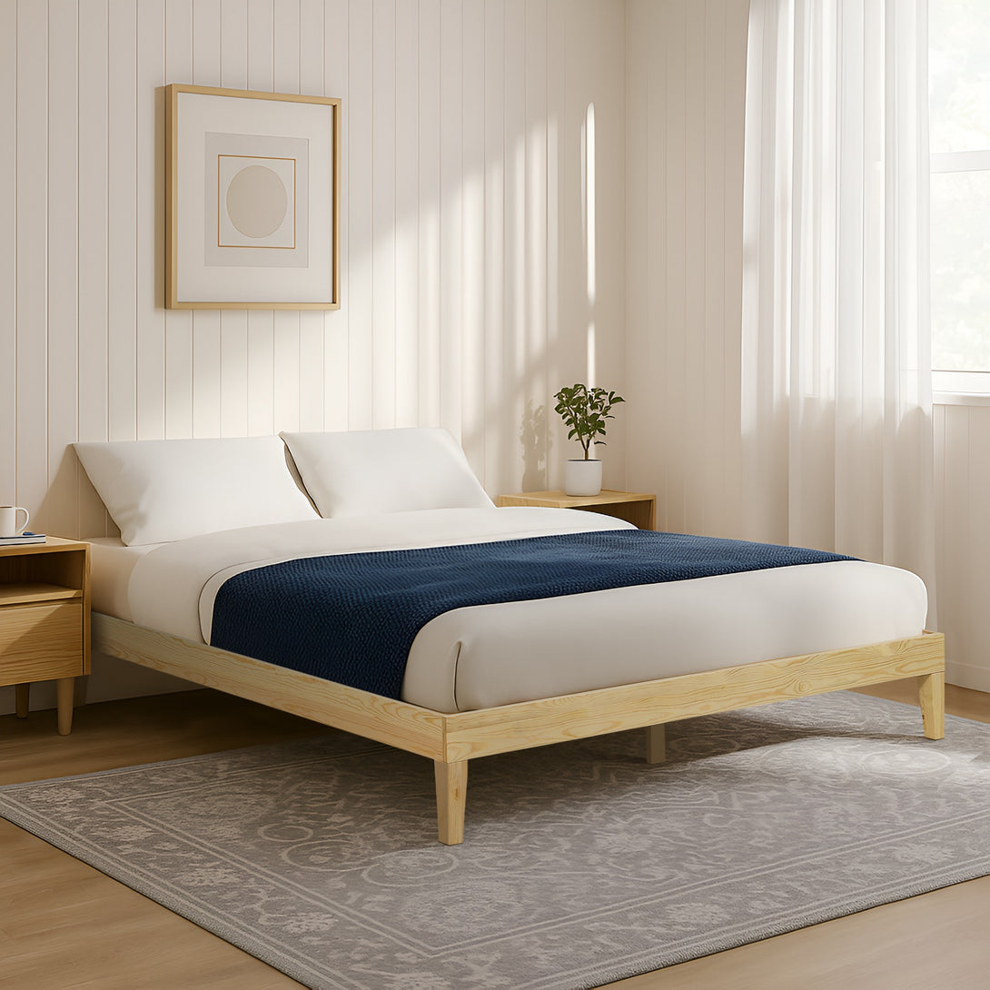 Creise King Wooden Bed Frame - Light Oak