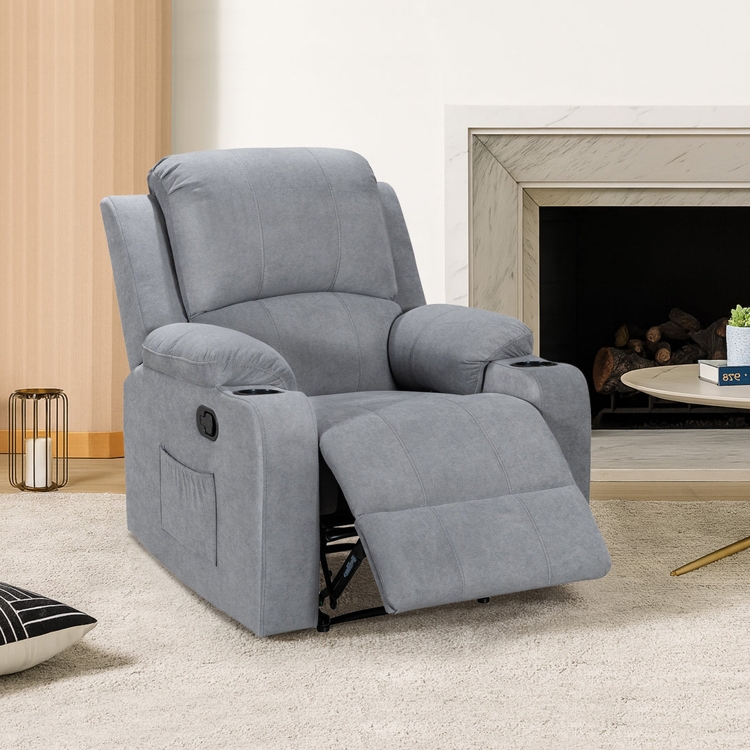 Henley Fabric Manual 1 Seater Recliner Sofa - Grey