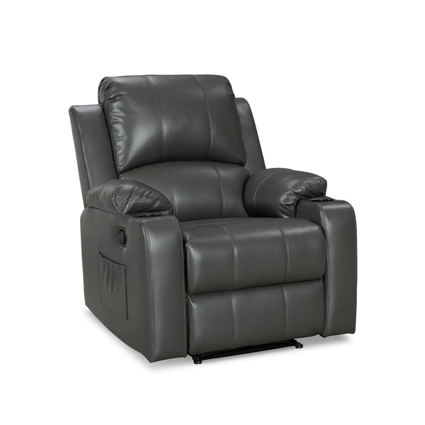 Henley Air Leather Manual 1 Seater Recliner Sofa - Grey
