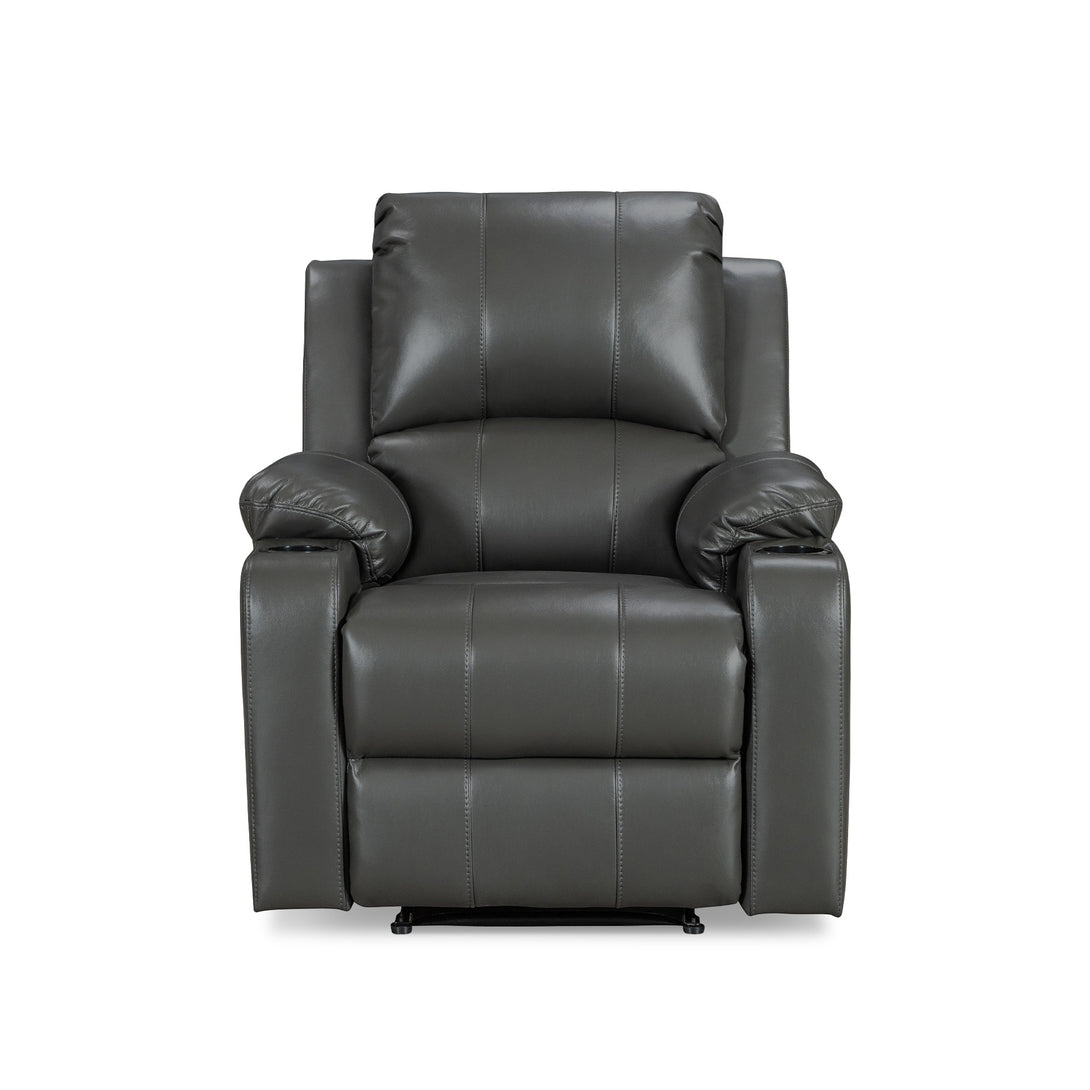 Henley Air Leather Manual 1 Seater Recliner Sofa - Grey
