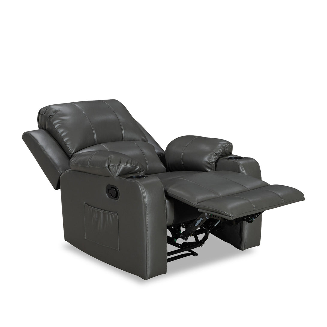 Henley Air Leather Manual 1 Seater Recliner Sofa - Grey