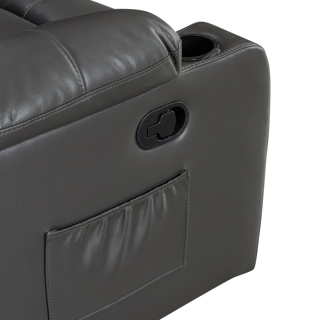 Henley Air Leather Manual 1 Seater Recliner Sofa - Grey