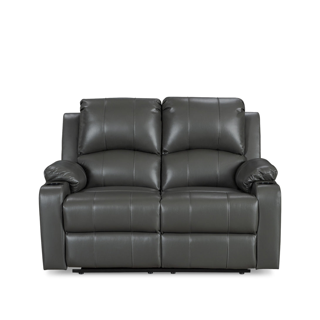Henley Air Leather Manual 2 Seater Recliner Sofa - Grey