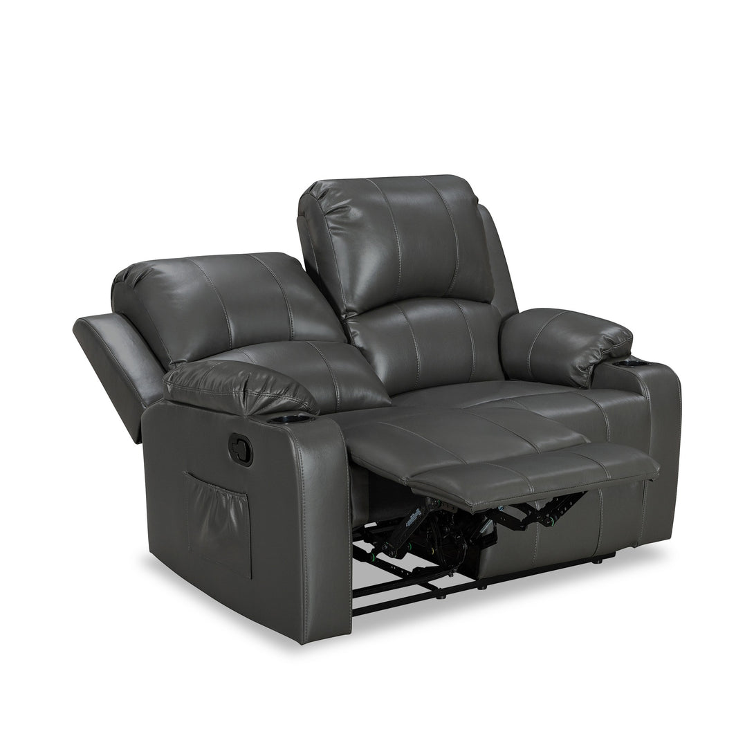 Henley Air Leather Manual 2 Seater Recliner Sofa - Grey