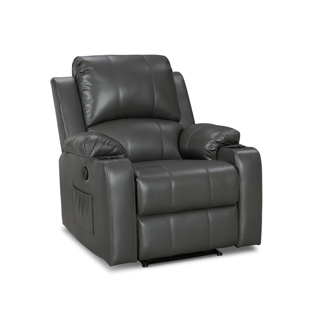 Henley Air Leather Electric 1 Seater Recliner Sofa - Grey