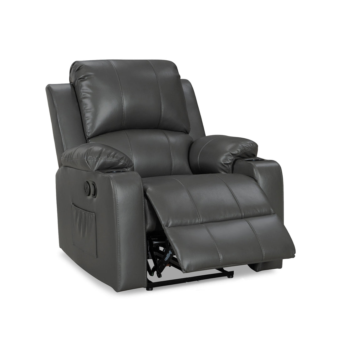 Henley Air Leather Electric 1 Seater Recliner Sofa - Grey