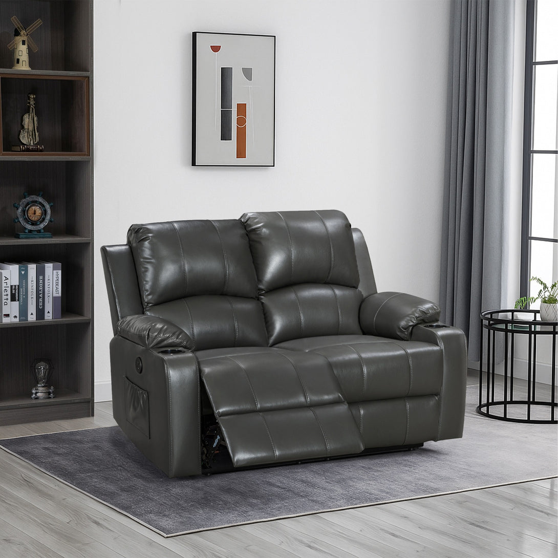 Henley Air Leather Electric 2 Seater Recliner Sofa - Grey