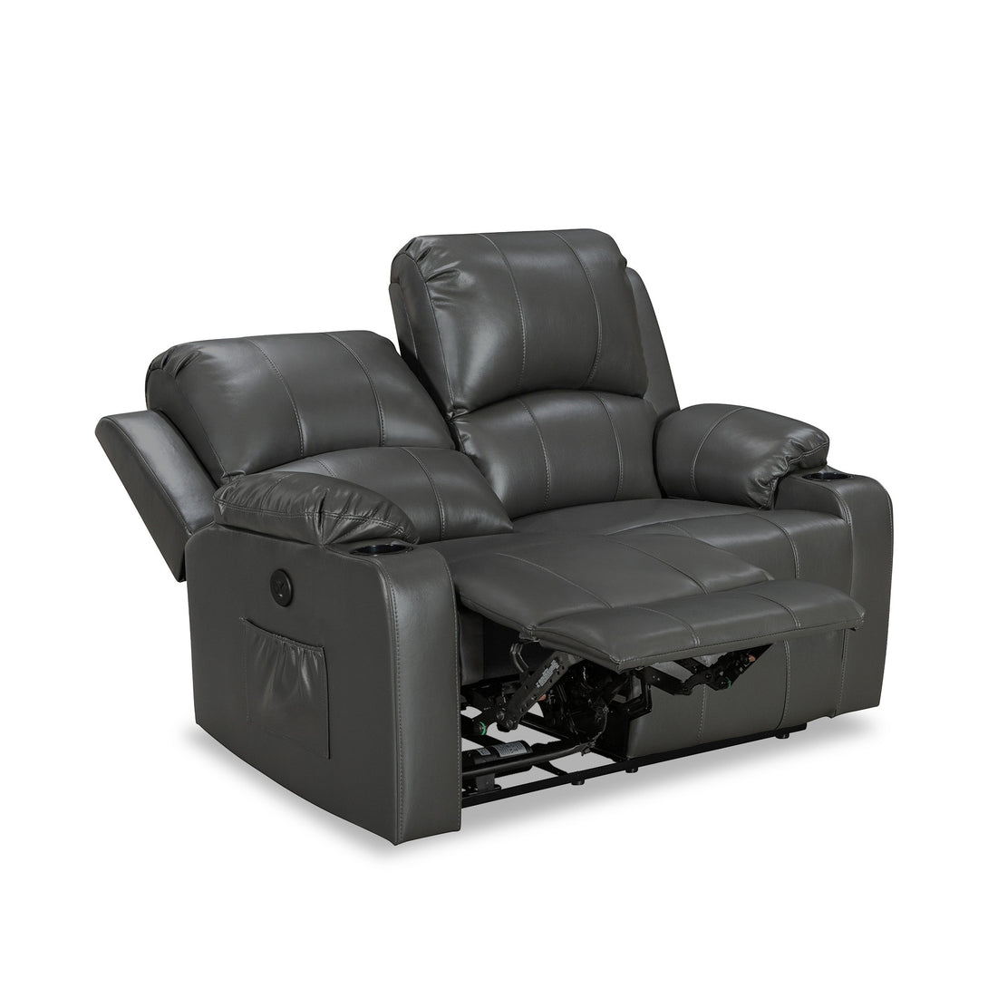 Henley Air Leather Electric 2 Seater Recliner Sofa - Grey