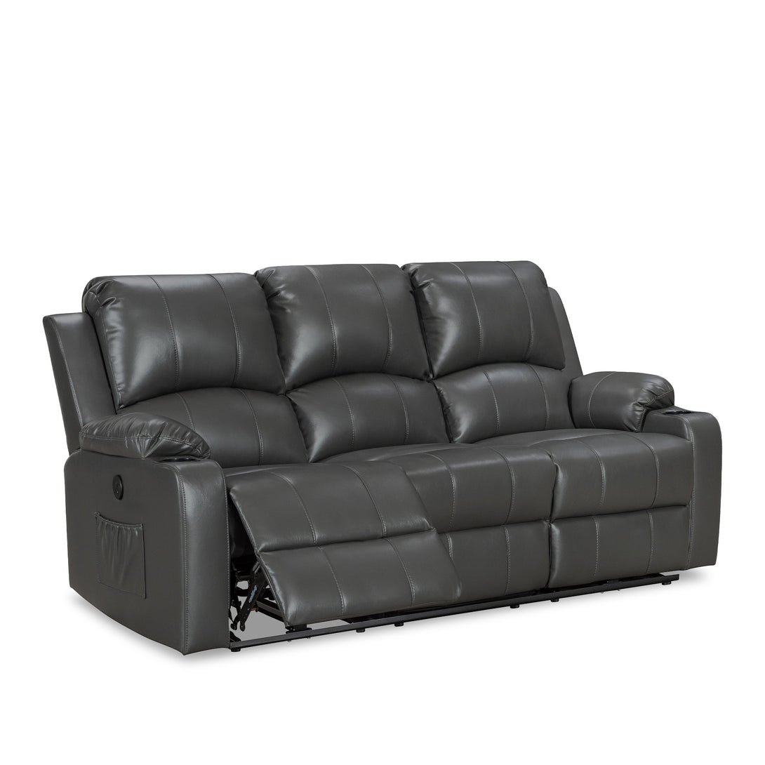 Henley Air Leather Electric 3 Seater Recliner Sofa - Grey