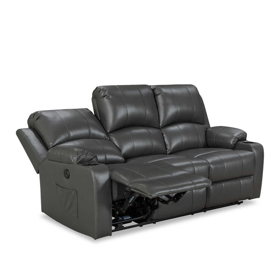 Henley Air Leather Electric 3 Seater Recliner Sofa - Grey