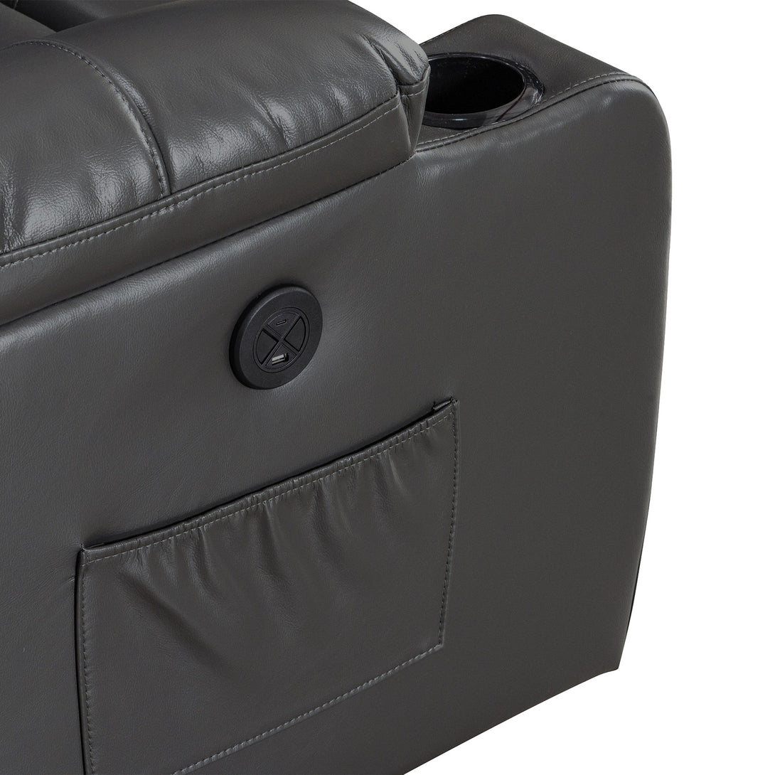Henley Air Leather Electric 3 Seater Recliner Sofa - Grey