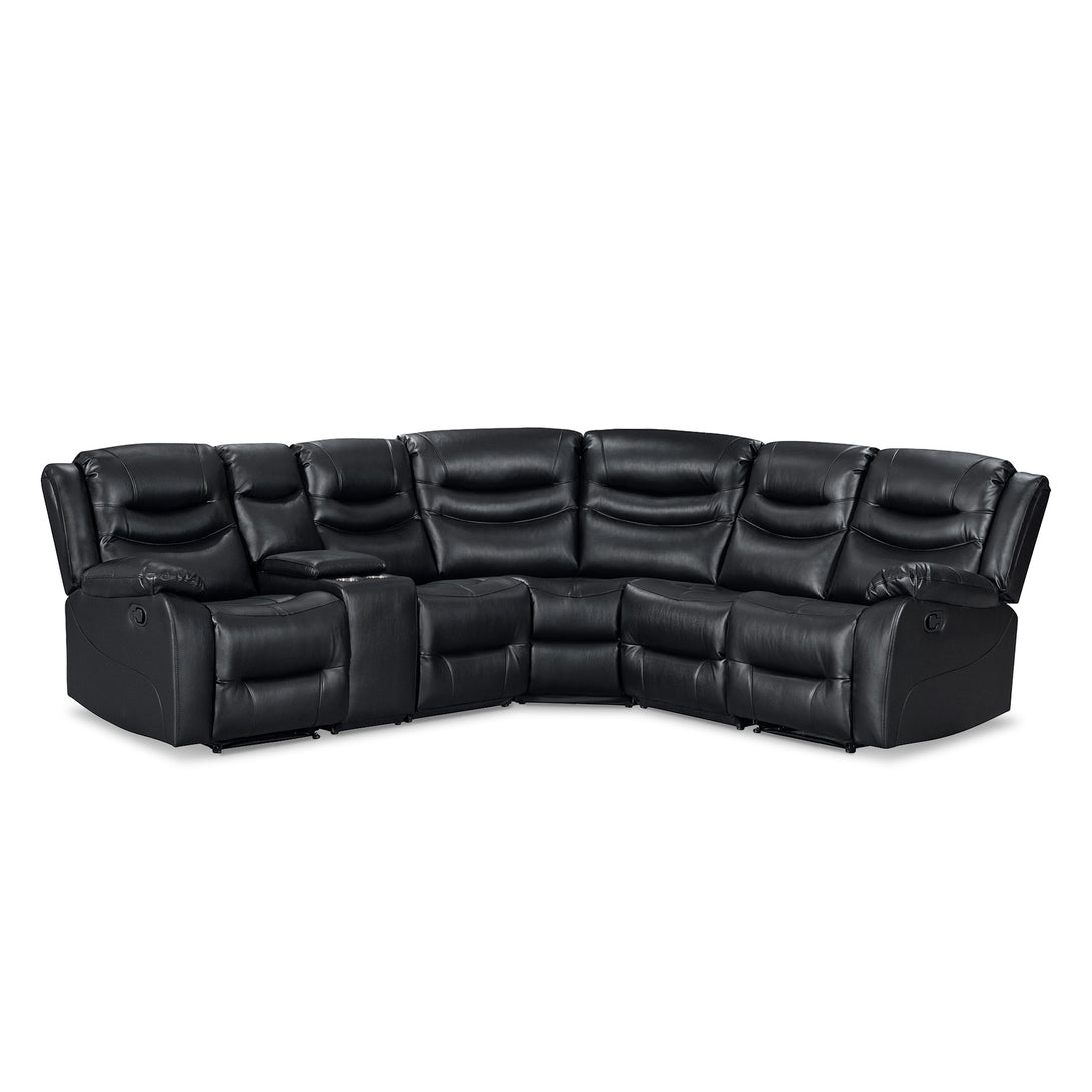 Silverdale Air Leather Manual Recliner Corner Sofa - Black