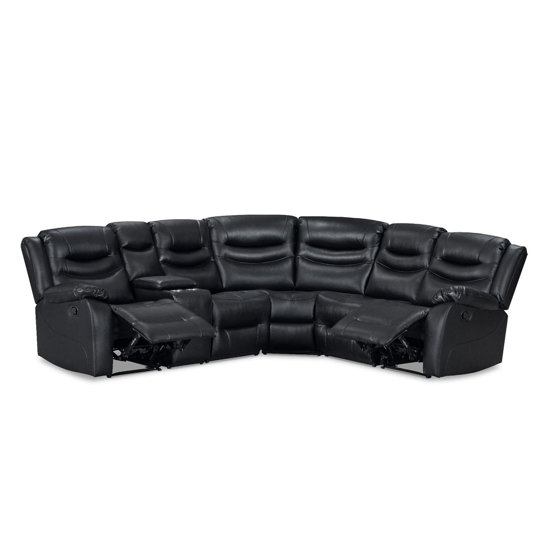 Silverdale Air Leather Manual Recliner Corner Sofa - Black