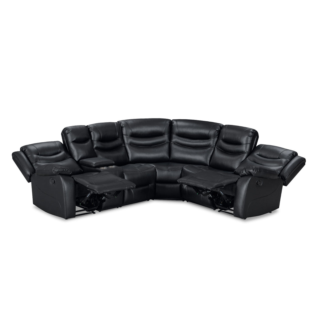 Silverdale Air Leather Manual Recliner Corner Sofa - Black