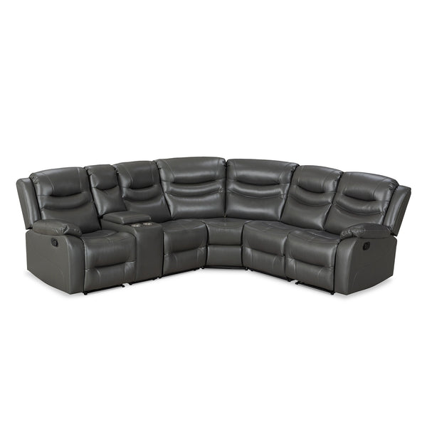 Silverdale Air Leather Manual Recliner Corner Sofa - Grey