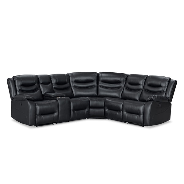 Silverdale Air Leather Electric Recliner Corner Sofa - Black