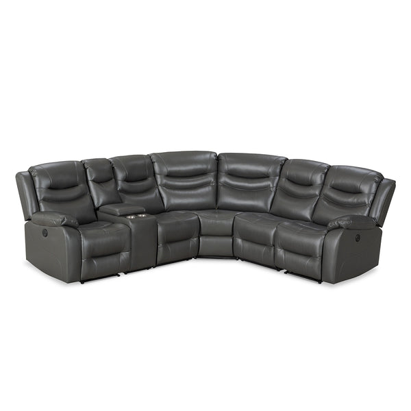 Silverdale Air Leather Electric Recliner Corner Sofa - Grey