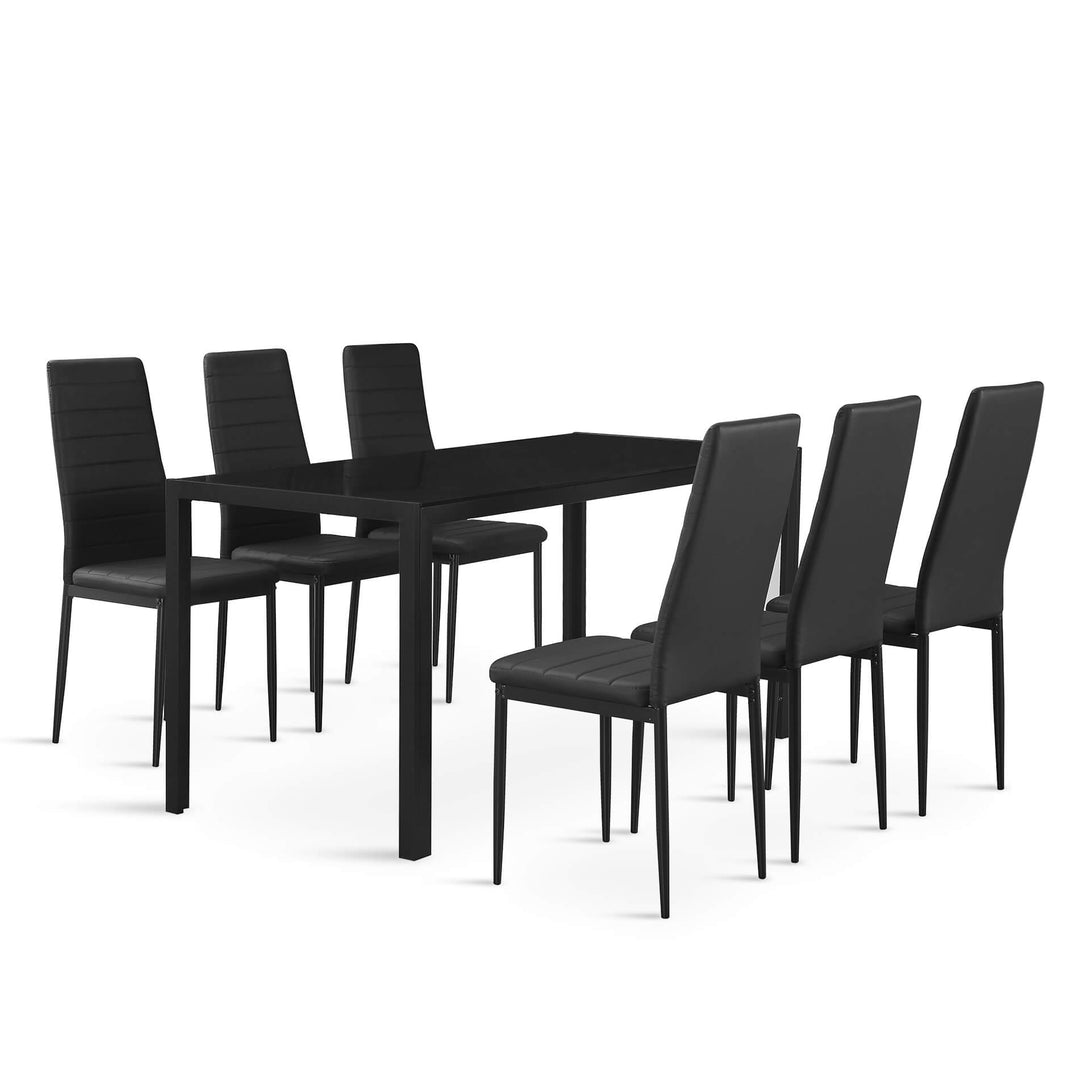 Samuel 7 Piece 1.6m Dining Set – Black 