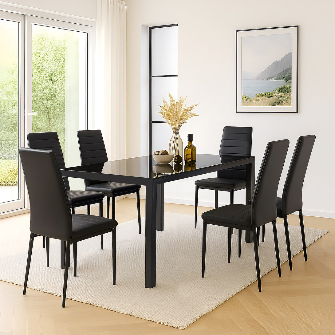 Samuel 7 Piece 1.6m Dining Set – Black 