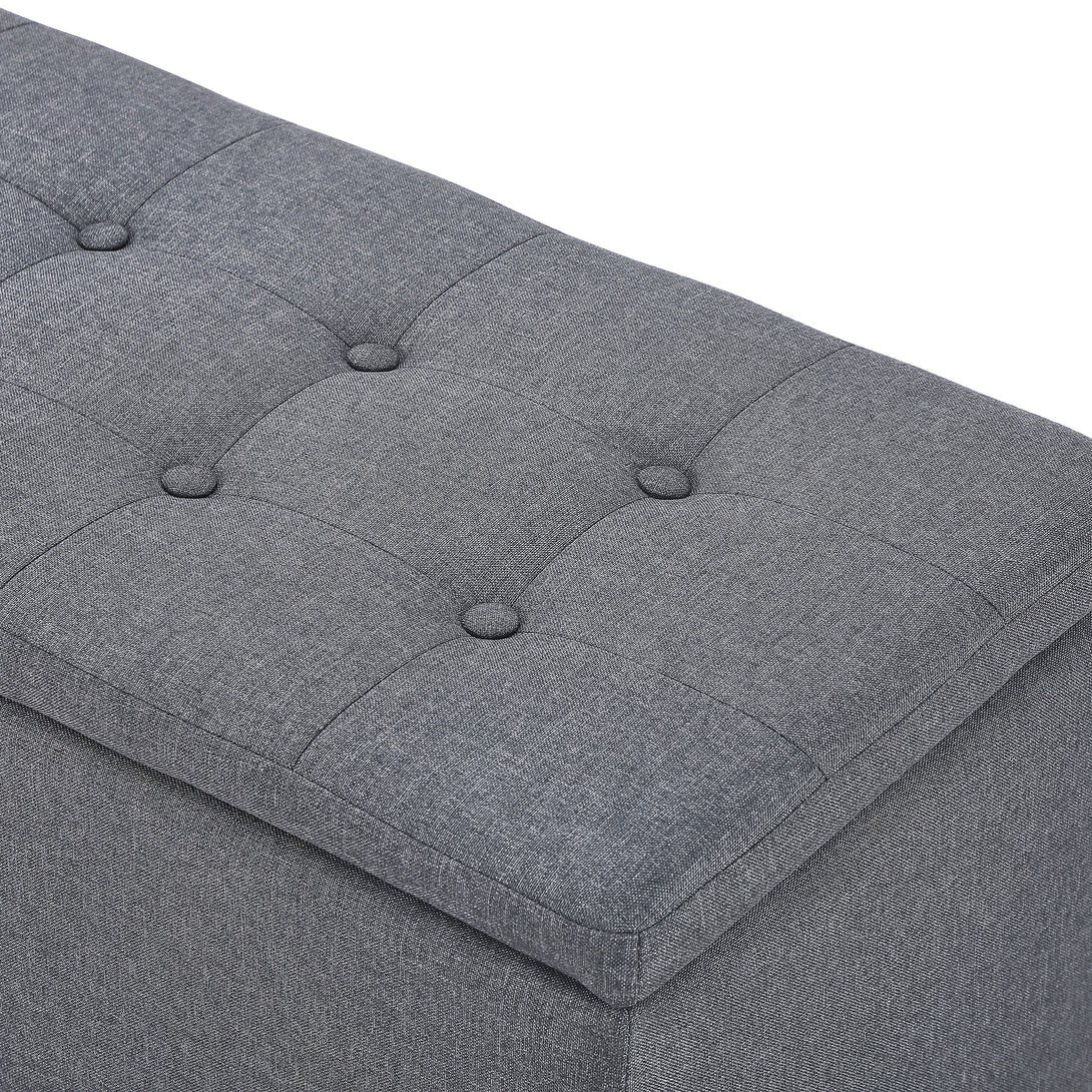Alexander Storage Ottoman Bench - Dark Grey 