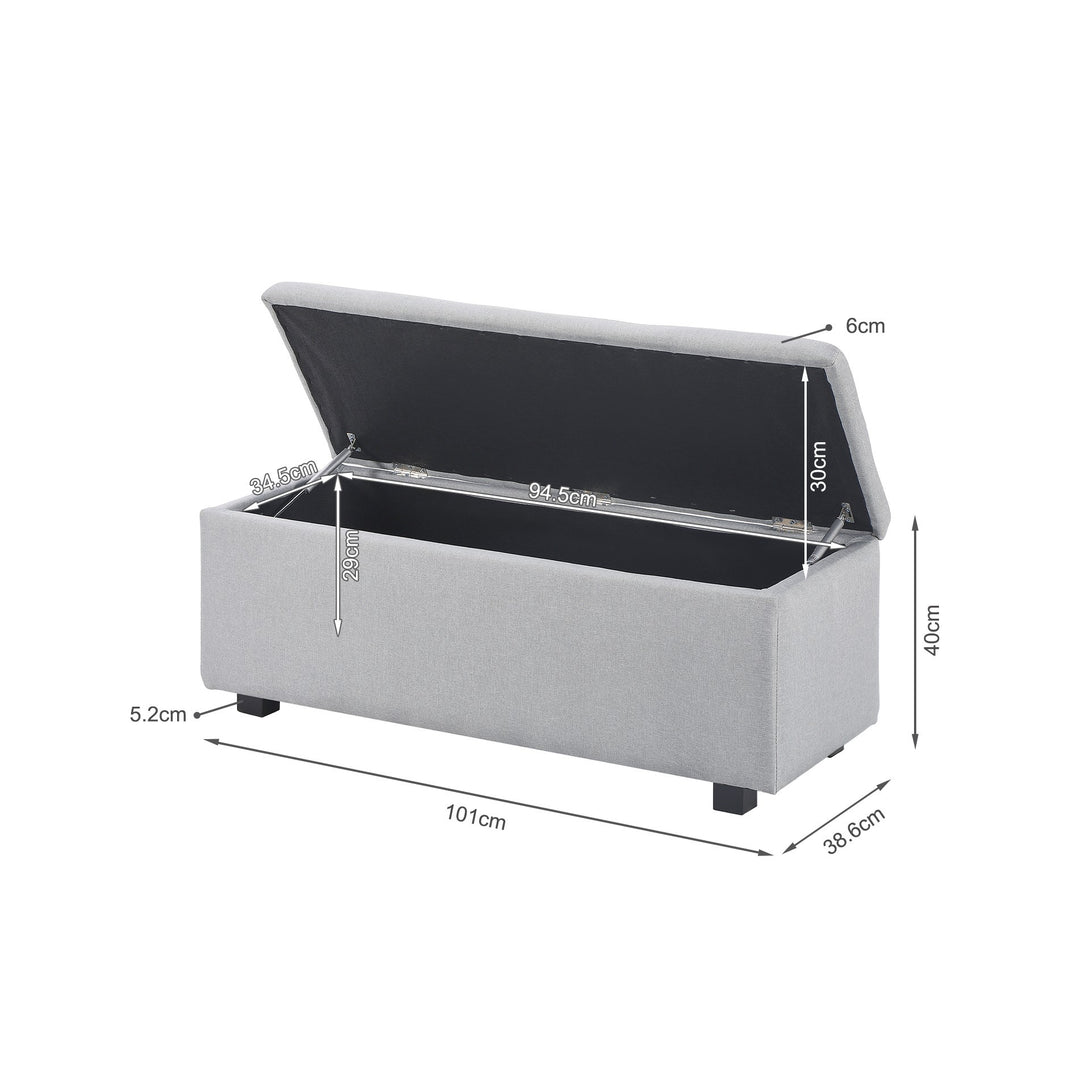 Alexander Storage Ottoman Bench - Light Grey