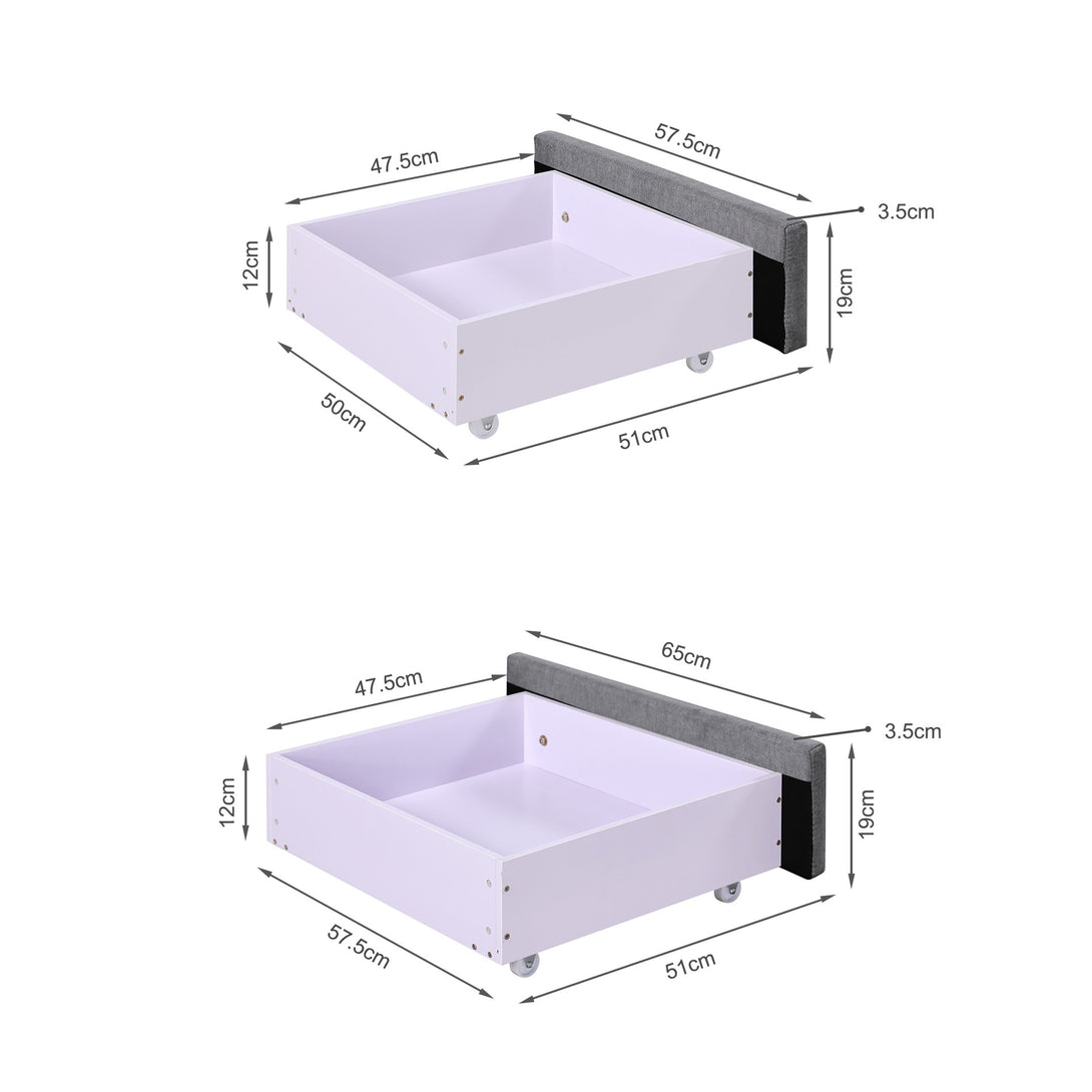 Charlotte Queen Bed Frame with 4 Drawers - Light Grey