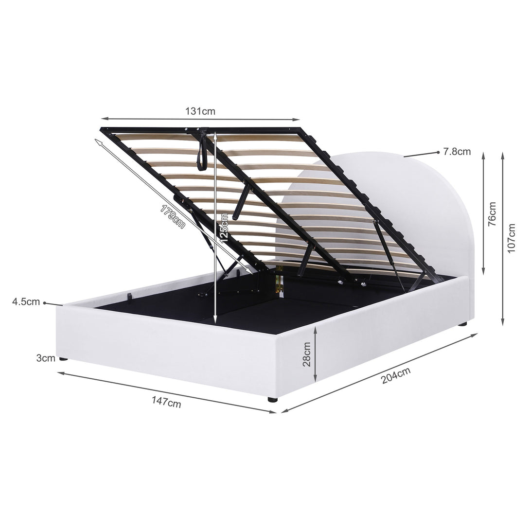 Isabella Double Gas Lift Bed Frame - White