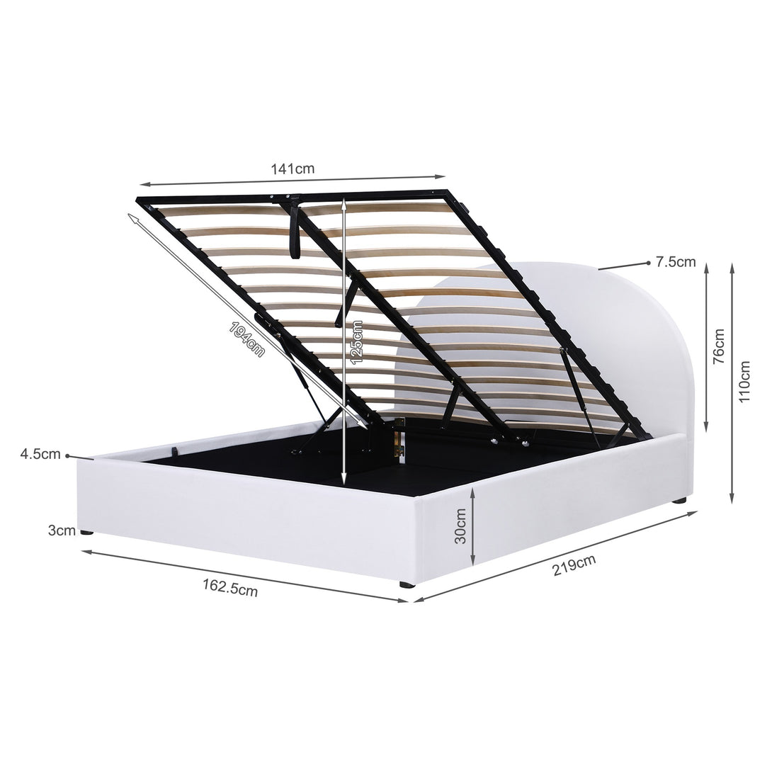 Isabella Queen Gas Lift Bed Frame - White