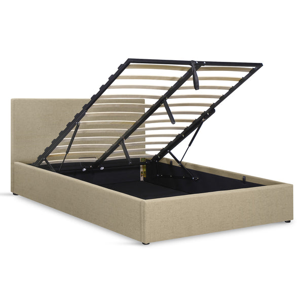 Violet Double Gas Lift Bed Frame - Beige