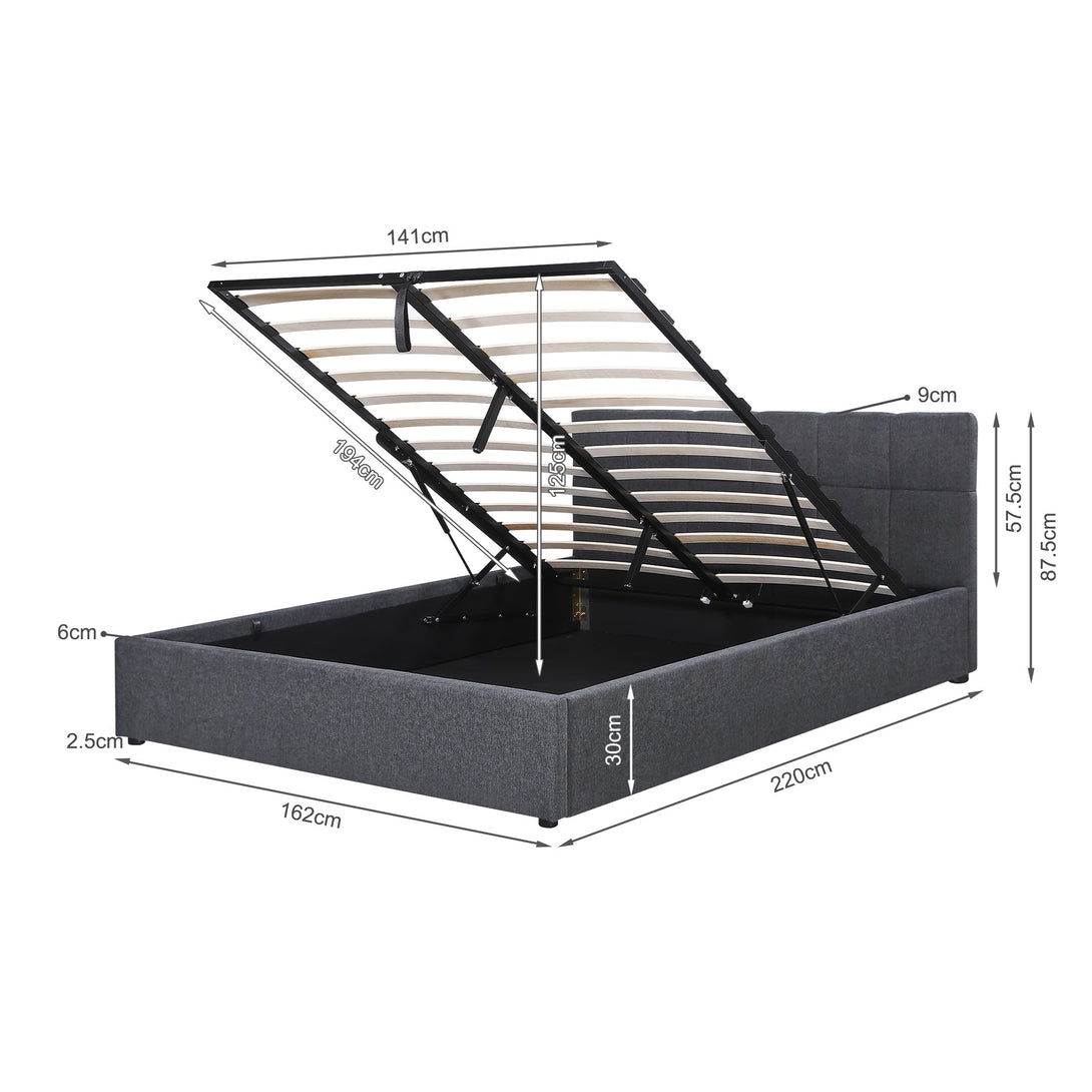 Elizabeth Queen Gas Lift Bed Frame - Dark Grey
