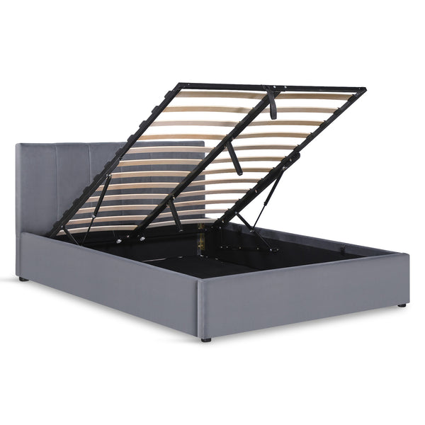 Penelope Double Gas Lift Velvet Bed Frame - Grey