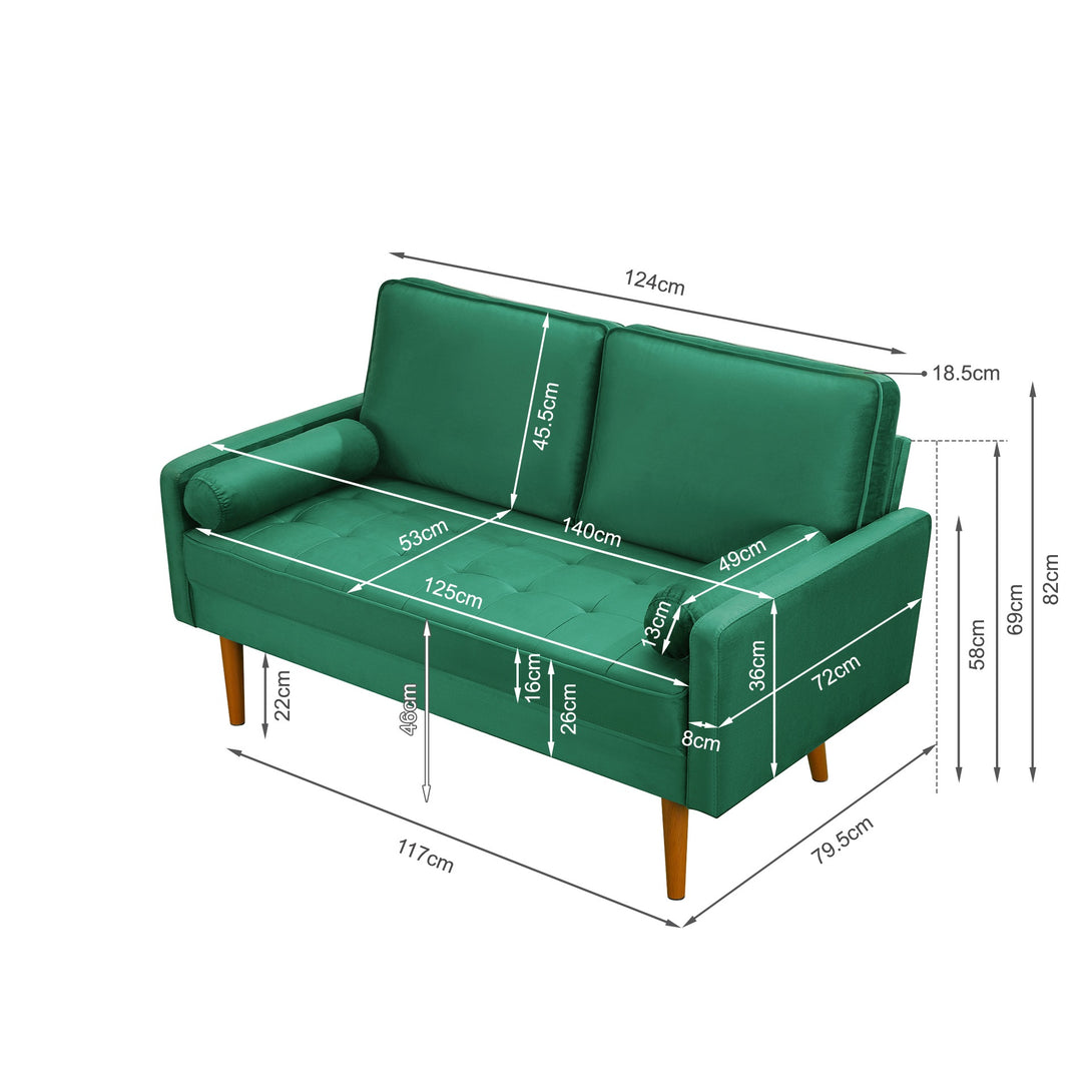 Alaina Velvet 2 Seater Sofa - Green