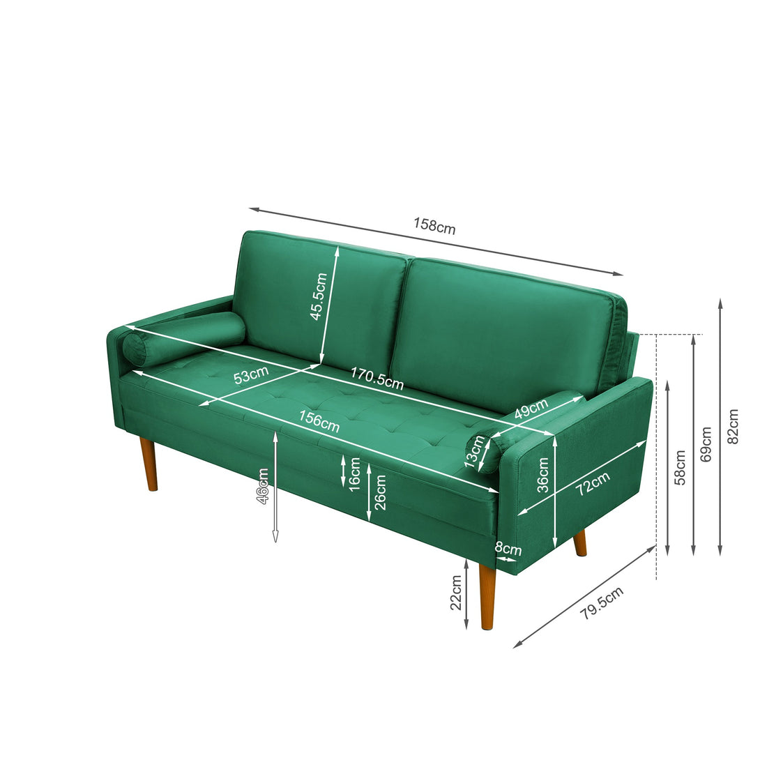 Alaina Velvet 3 Seater Sofa - Green