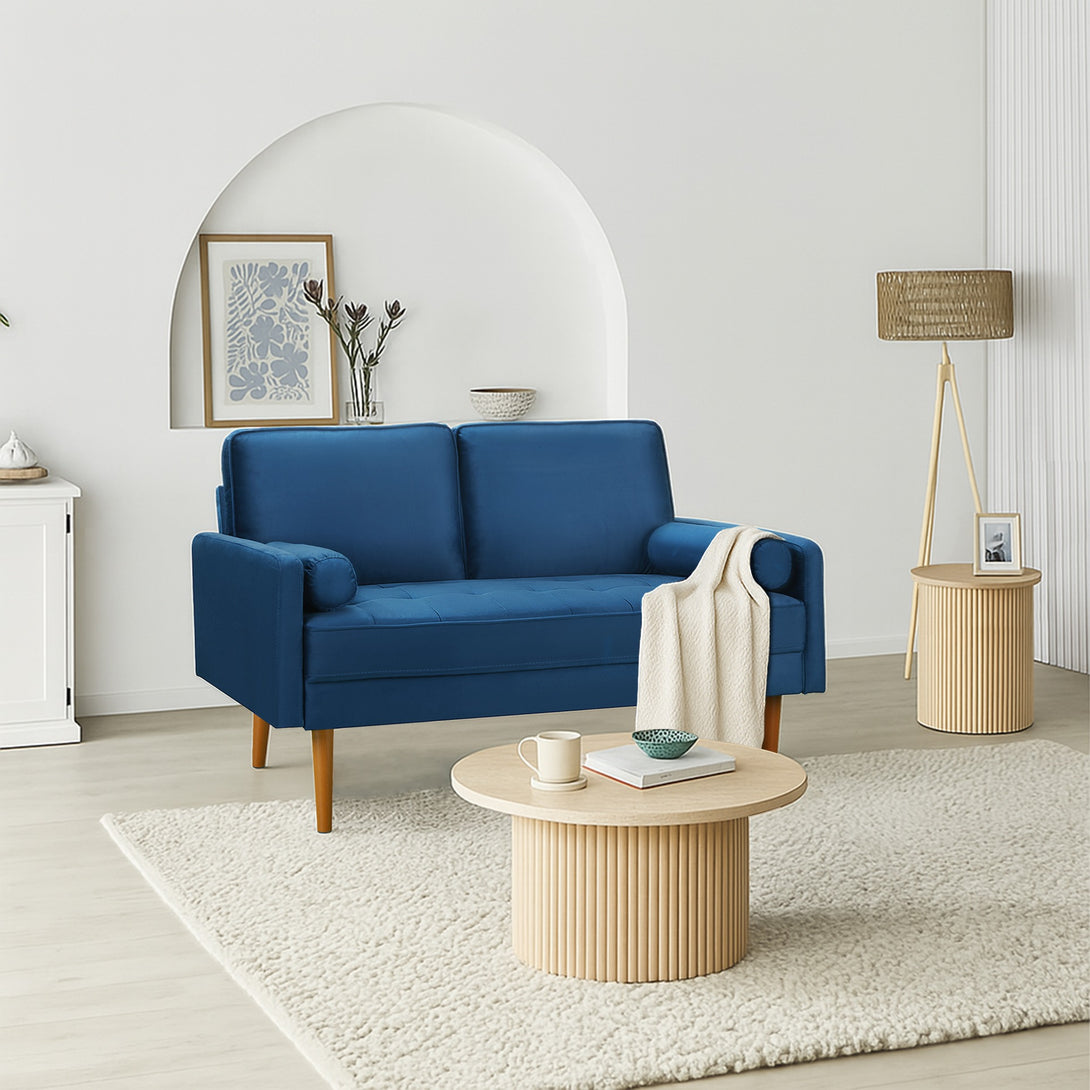 Alaina Velvet 2 Seater Sofa - Blue