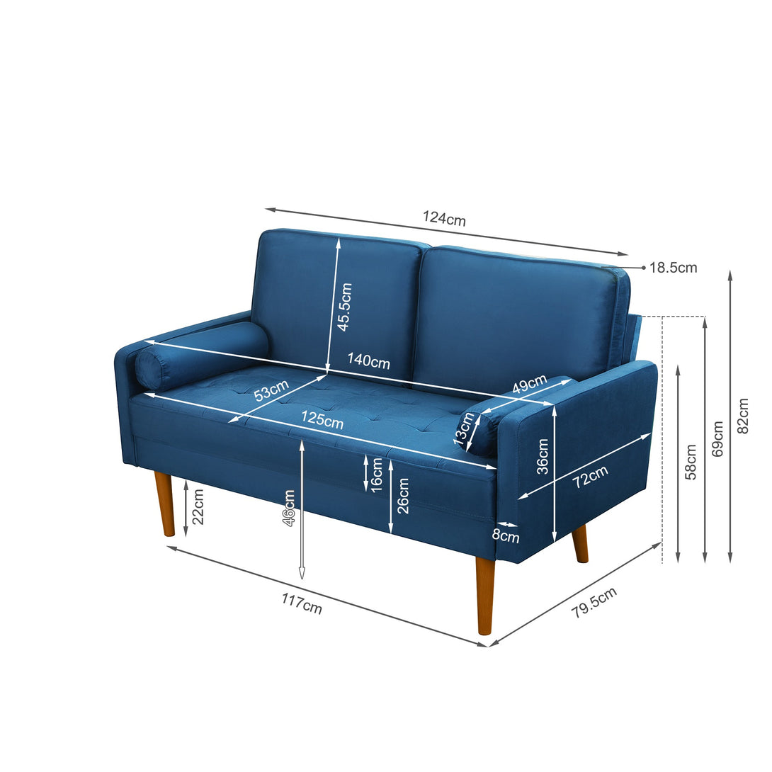 Alaina Velvet 2 Seater Sofa - Blue
