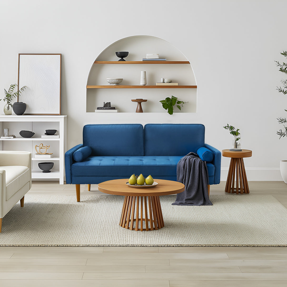 Alaina Velvet 3 Seater Sofa - Blue
