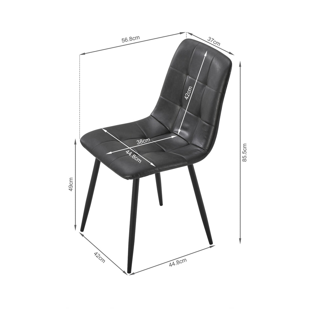 David PU Leather Dining Chair - Set of 4 - Grey