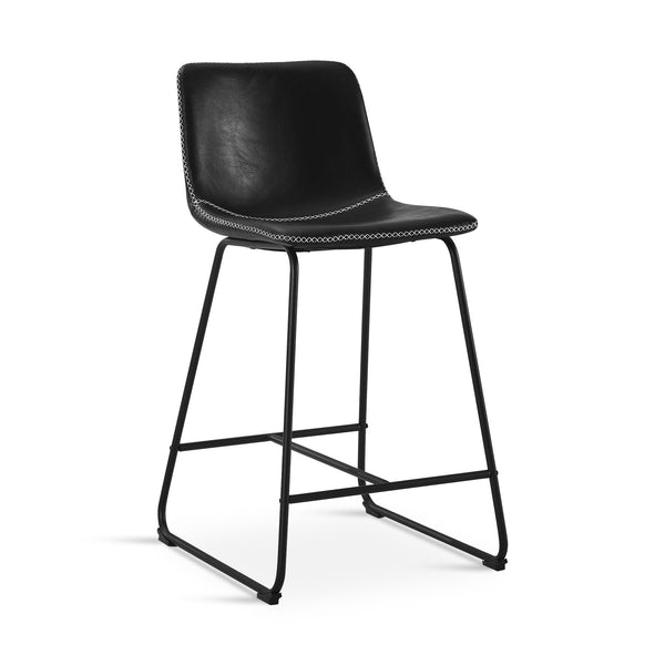 Luke PU Leather Bar Stool - Set of 2 - Black