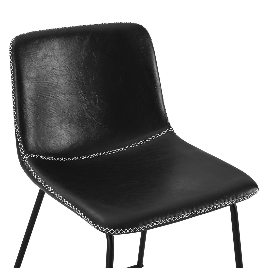 Luke PU Leather Bar Stool - Set of 2 - Black